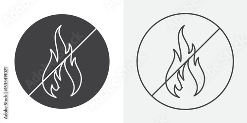 No fire icon Line graphics illustration