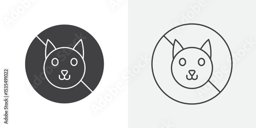 No cats allowed icon Line graphics illustration