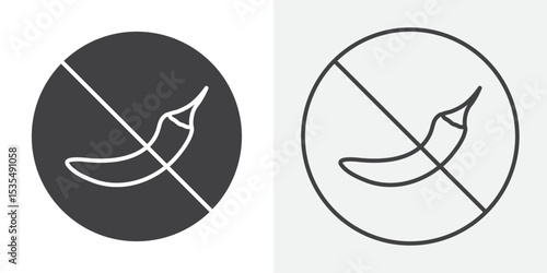 No spicy hot chilli icon Line graphics illustration