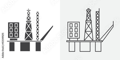 Oil platform icon Line graphics illustration