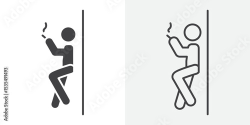 Person smoking icon Line graphics illustration