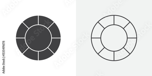 Poker chip icon Line graphics illustration