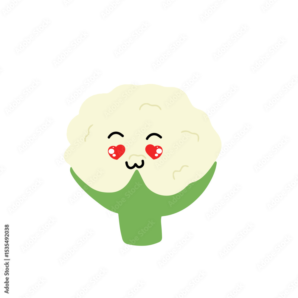 Fototapeta premium Various Cauliflower expressions of cartoon illustrations. cute and adorable emoticons of fruits and vegetables style