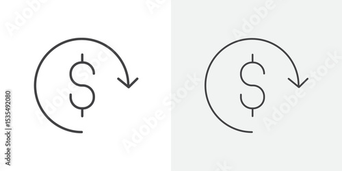 refund money icon Line graphics illustration