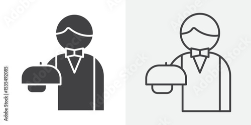 restaurant Waiter icon Line graphics illustration
