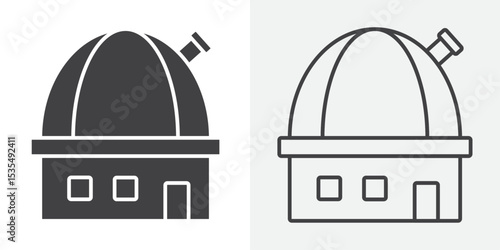 Space observatory icon Line graphics illustration