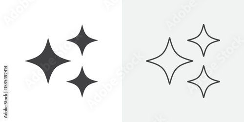 Sparkles shine icon Line graphics illustration