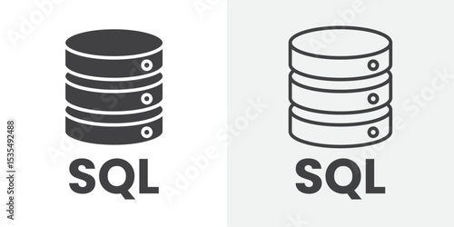 SQL server icon Line graphics illustration