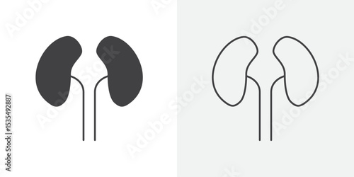 Urinary system icon Line graphics illustration