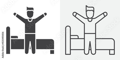 Wake up in the morning icon Line graphics illustration