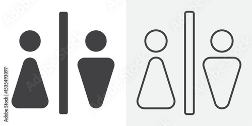 wc toilet door plate icon Line graphics illustration