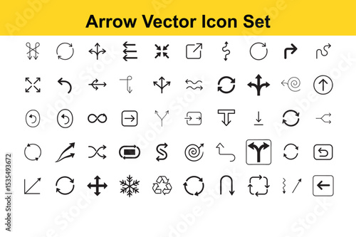 Diverse Arrow Vector Icon Set Directional Circular and Symbolic Arrows for Design and Navigation Purposes