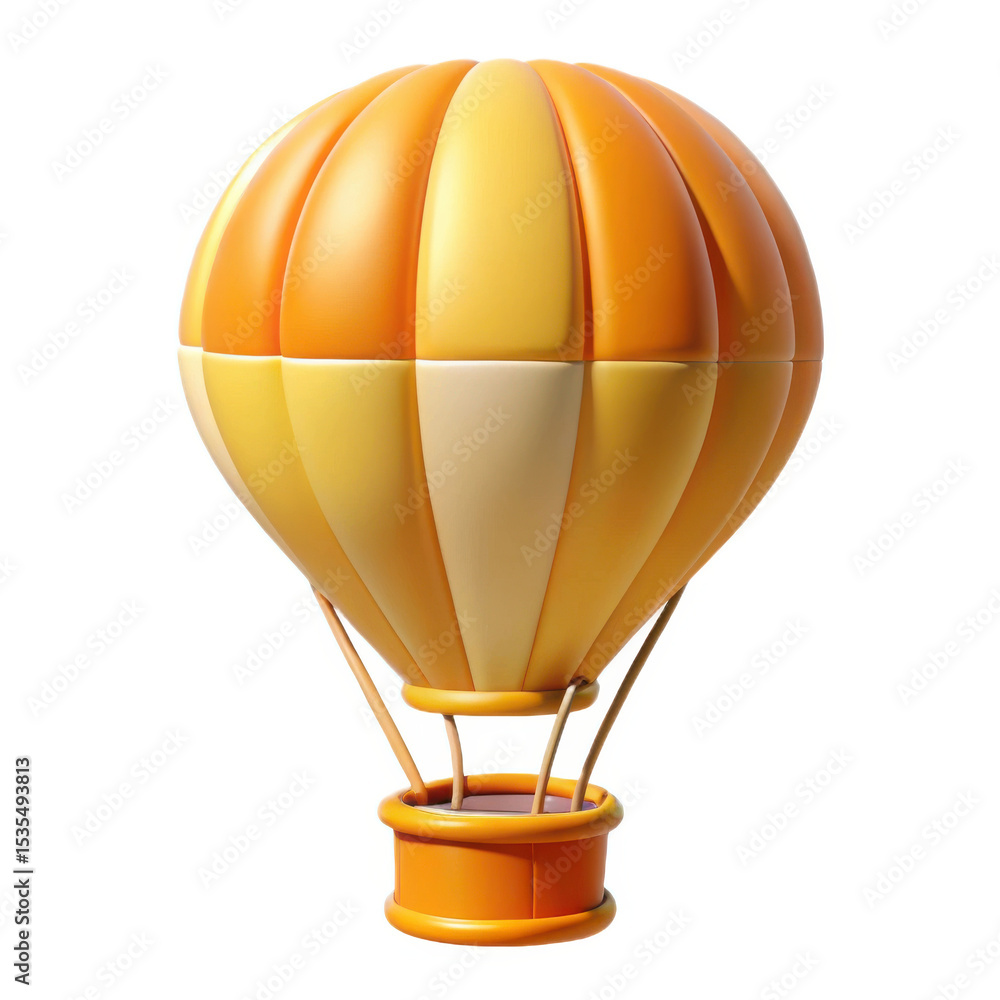 Naklejka premium 3d cartoon hot air balloon isolated on white background