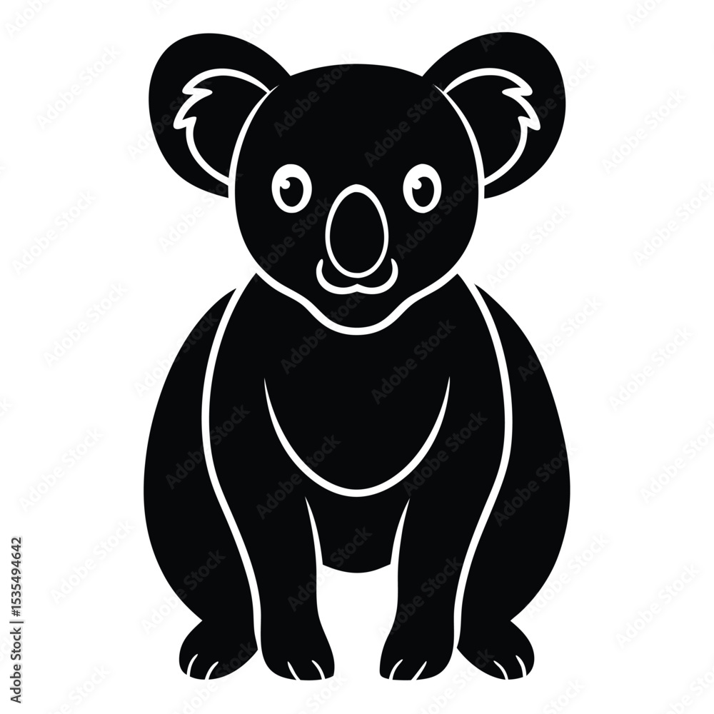 Naklejka premium Silhouette of a cute koala bear illustration perfect for australian wildlife or animal design.