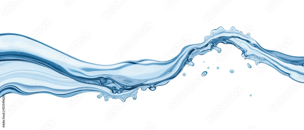 Fototapeta premium Flowing water creates serene and refreshing visual, showcasing smooth curves and splashes. vibrant blue tones enhance feeling of tranquility