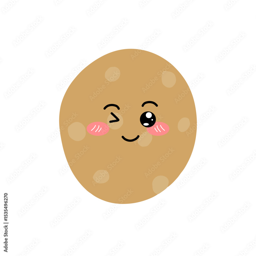 Fototapeta premium Potatoes character expression. emoticon element. Various expressions of cartoon illustrations. cute and adorable emoticons of fruits and vegetables style 