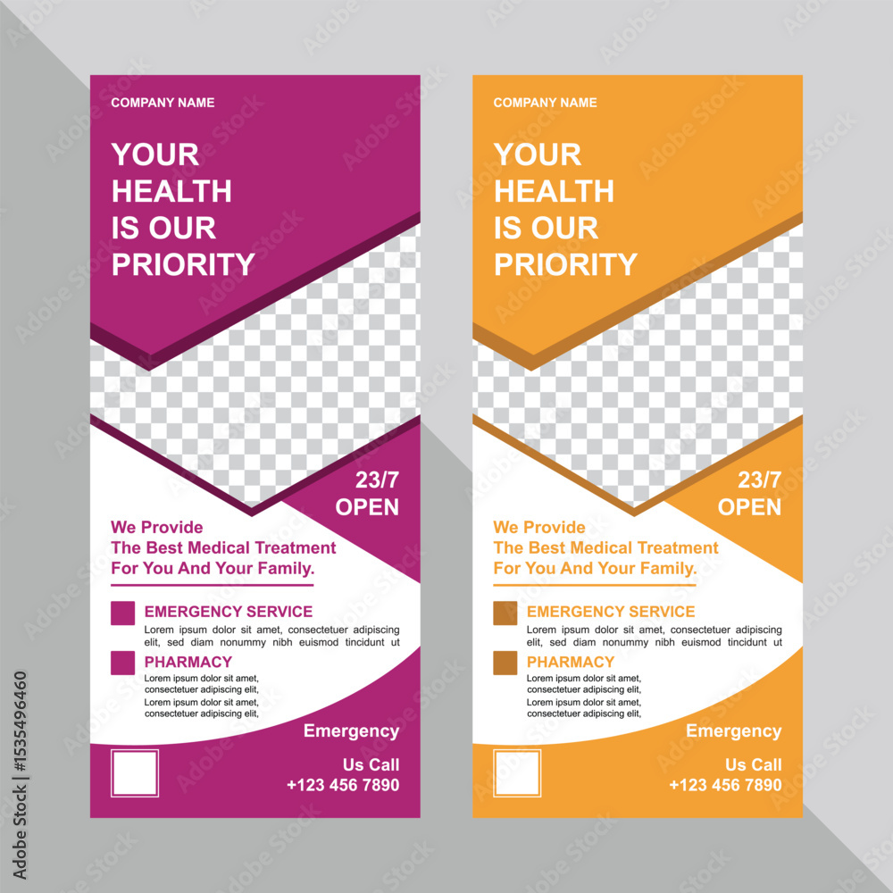 Fototapeta premium Vector medical roll up banner templates 