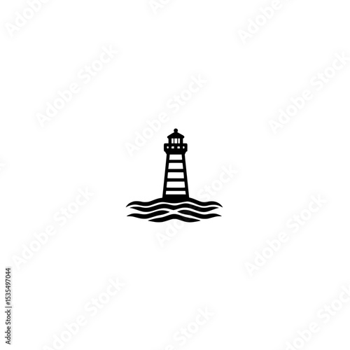 Silhouette lifeguard tower symbol with summer coastal theme graphic 