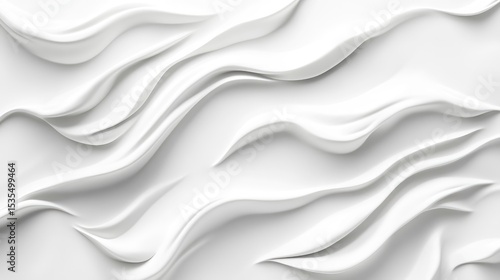 Minimalist plasticine - made white water waves with smooth lines on a white background for simple design projects