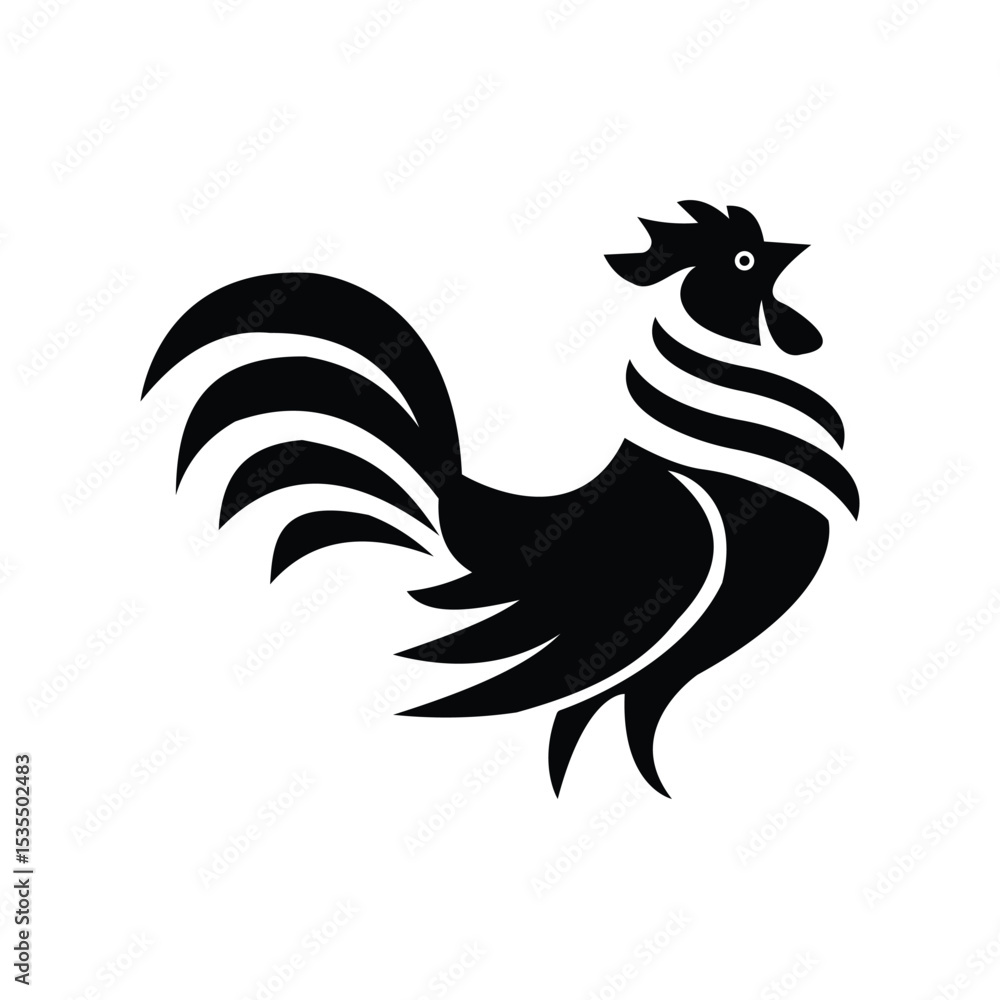 Obraz premium black and white rooster
