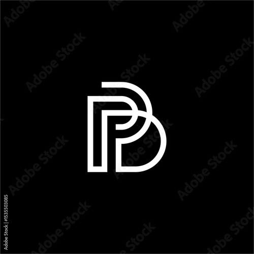 Monogram Letter BP Or PB logo design featuring a sleek and clean shape.