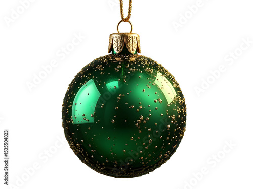 Wallpaper Mural Shiny Green Christmas Ornament with Gold Glitter and Golden  isolated on a transparent background Torontodigital.ca