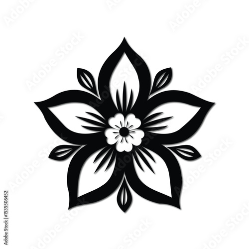black and white flower vector