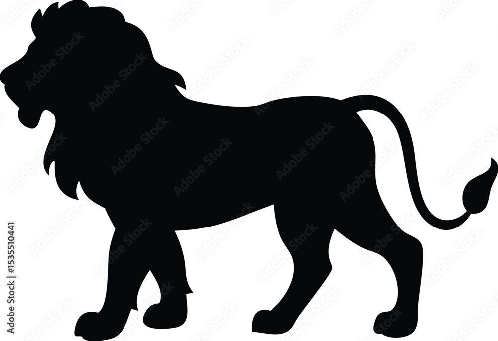 Fototapeta premium Majestic Lion Silhouette Walking in Profile View