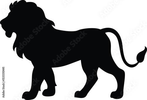 Silhouette of a majestic lion in a classic stance suitable for various design applications