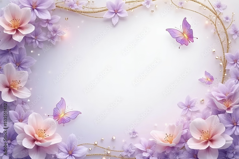 An invitation background with light lilac flowers. An invitation background with light lilac flowers.