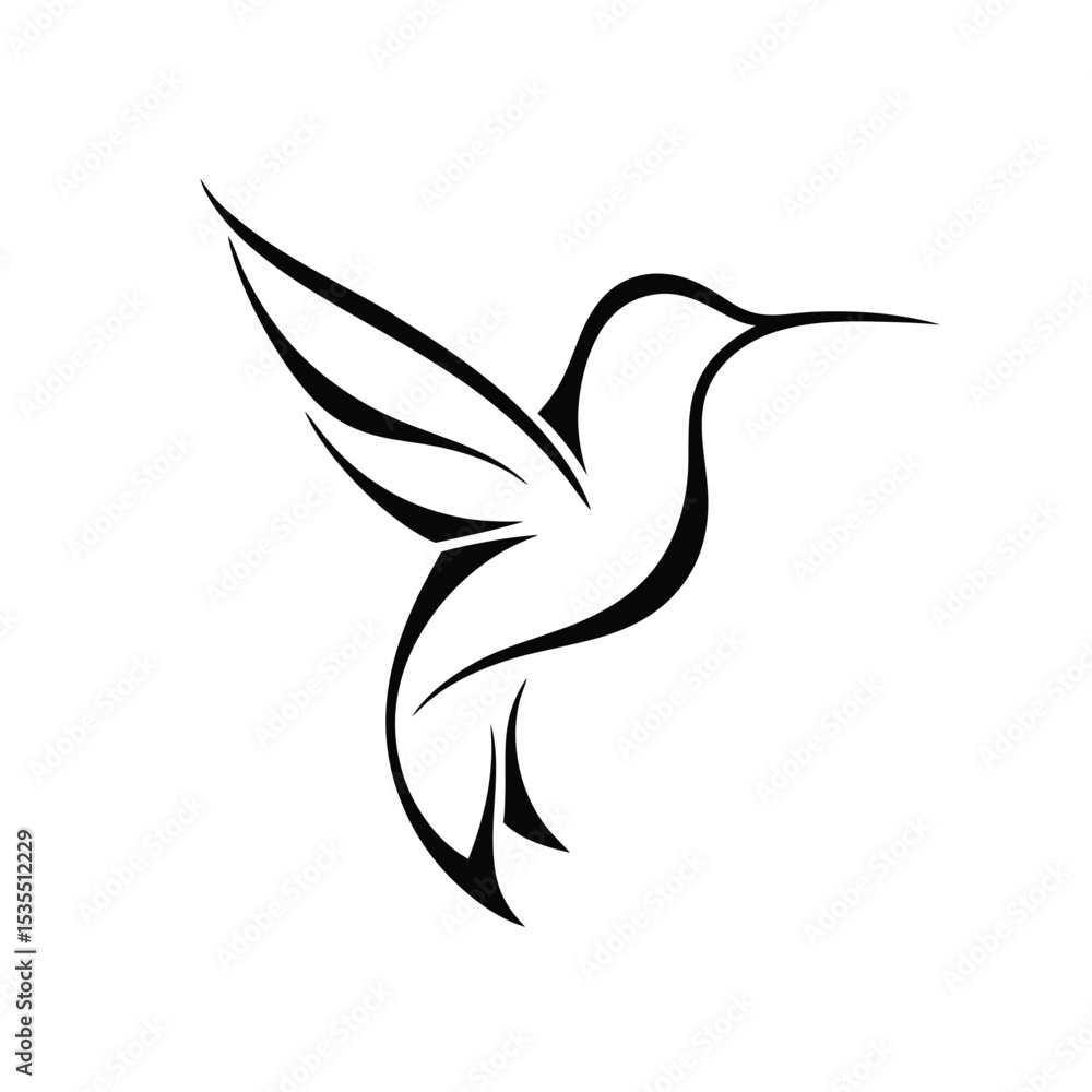 Obraz premium Minimalist Elegant Line Art Hummingbird Logo Vector.