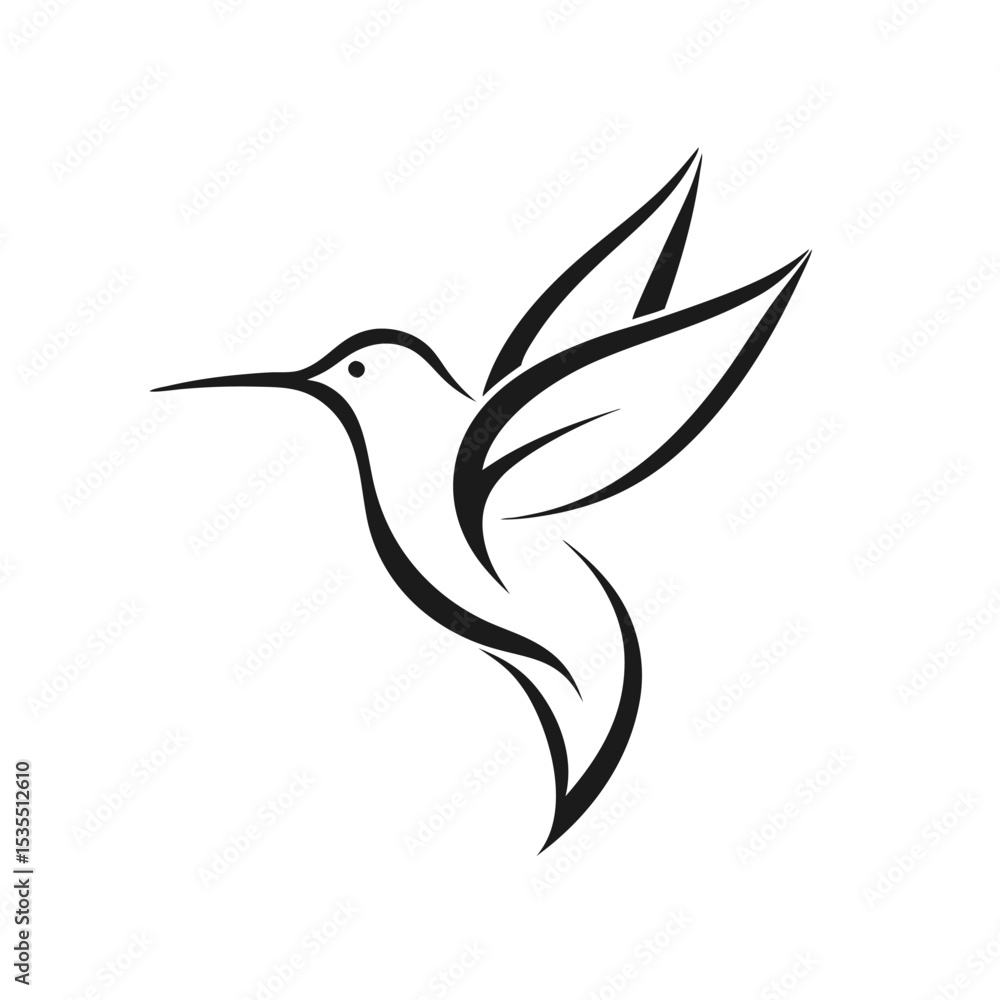 Naklejka premium Minimalist Elegant Line Art Hummingbird Logo Vector.
