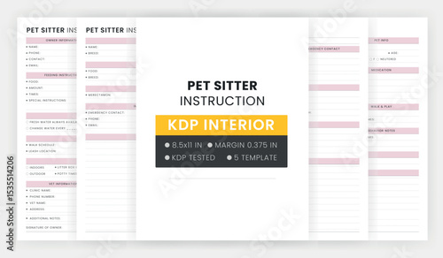 Pet Sitter Instructions Template Printable, Pet Sitter Notes, Pet Sitter Form, Pet Sitter Planner