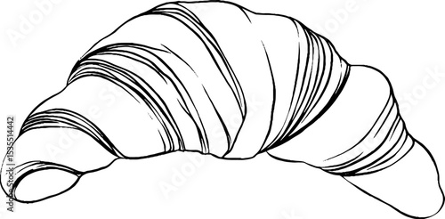 Elegant line art of croissant for culinary design and bakery branding
