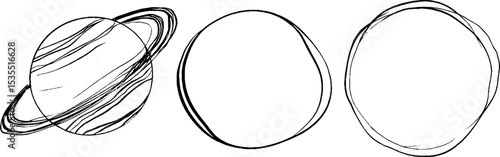 Minimalist line art illustration set of planetary orbits