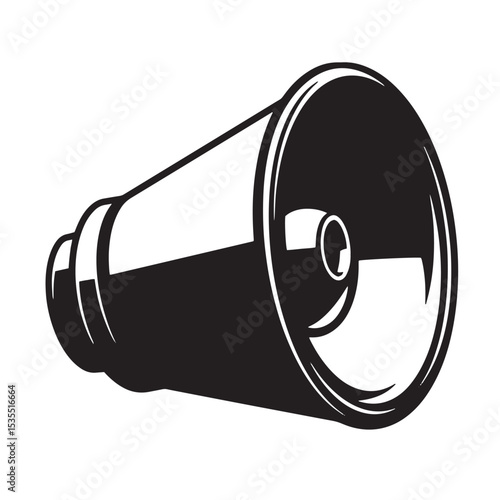 Black and white retro megaphone illustration ideal for promoting events and amplifying messaging