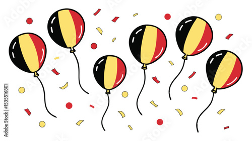 Belgian Flag Balloon and Confetti Set Celebration