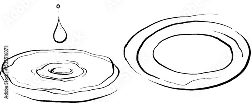 Minimalist line art set of raindrop and ripple patterns for contemporary design projects