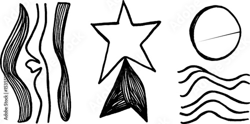 Abstract line art collection featuring star cluster design for creative projects