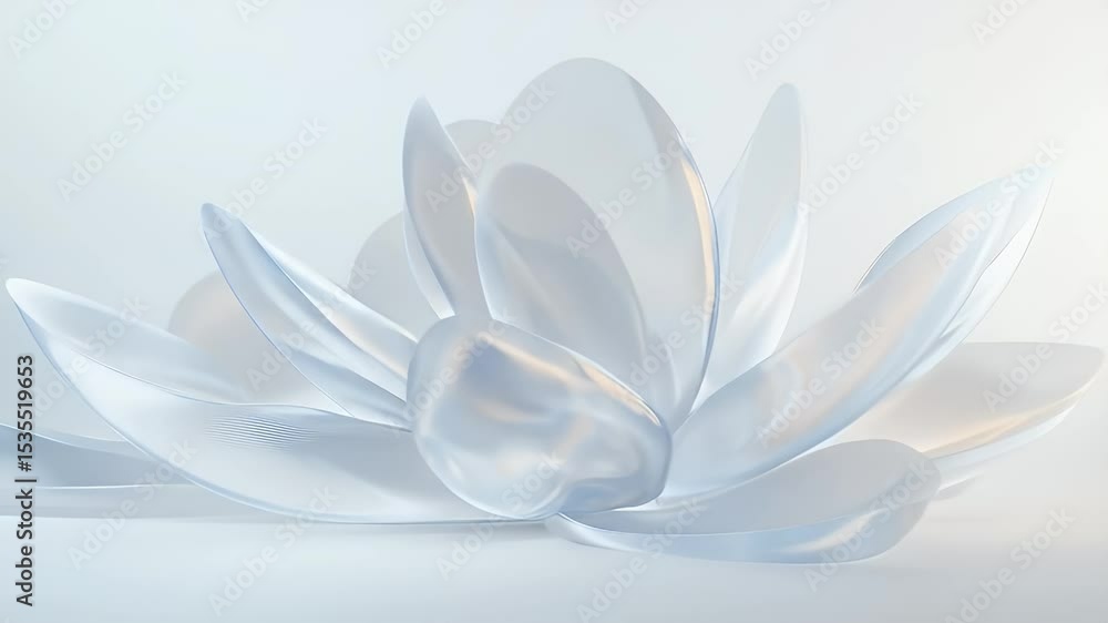 Abstract White Flower with Petals and Smooth Edges in Clean Background Design Abstract White Flower with Petals and Smooth Edges in Clean Background Design