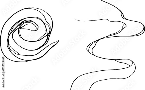 Abstract line art set featuring tangled loop and dynamic curves for creative design