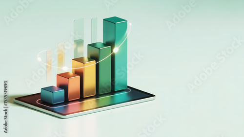Modern Financial Сhart. Dynamic Growth & Success on Tablet