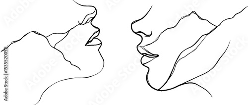 Abstract line art set featuring human profiles with topographic elements for creative design