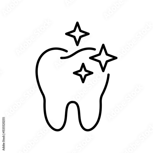 Vector line icon related to shiny tooth. Perfect Line. Editable Stroke.
