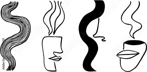 Abstract line art set featuring whirlwind and swirl designs for modern decor