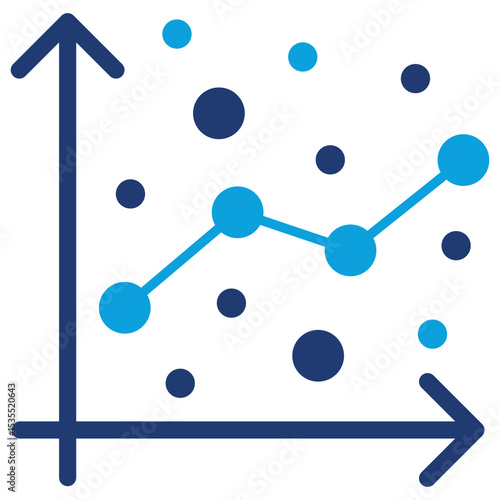 Regression Analysis Flat Blue Icon