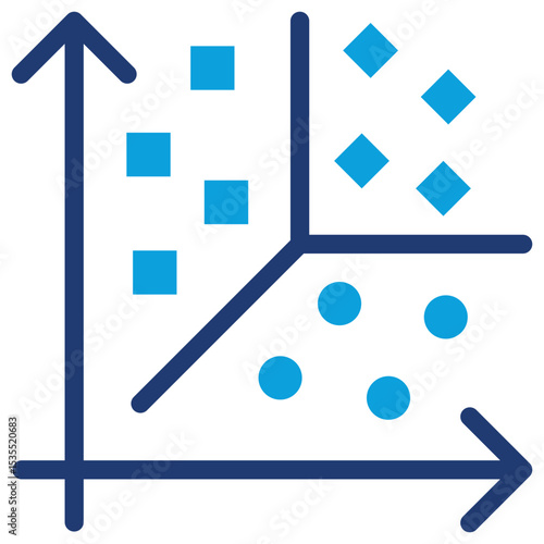 Cluster Analysis Flat Blue Icon
