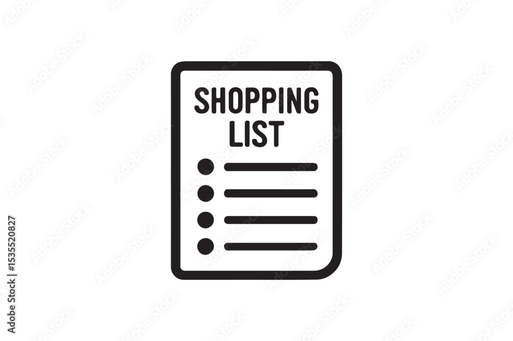 Shopping List silhouette vector with white background Shopping List silhouette vector with white background