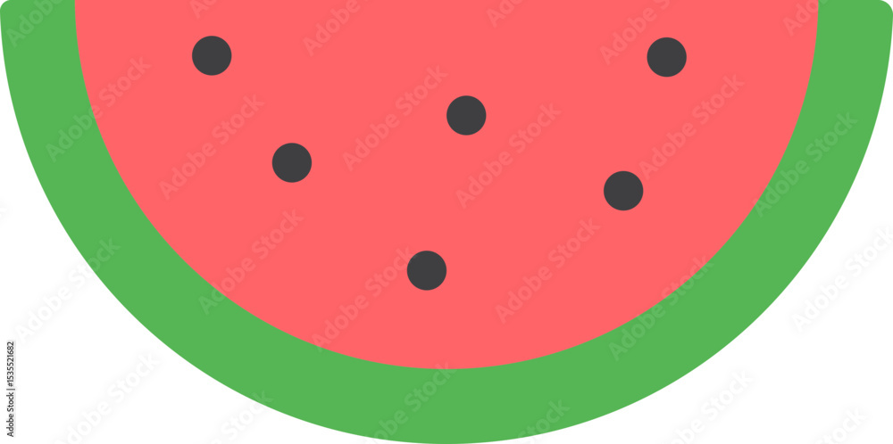 Fototapeta premium 수박 반달 단면 일러스트