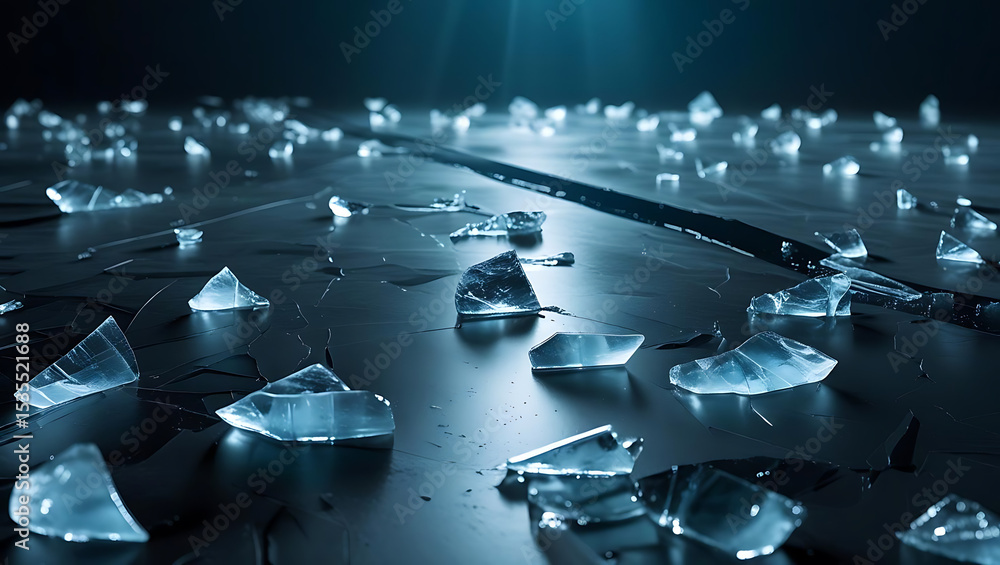 Fototapeta premium Shiny blue diamonds sparkling on a black background
